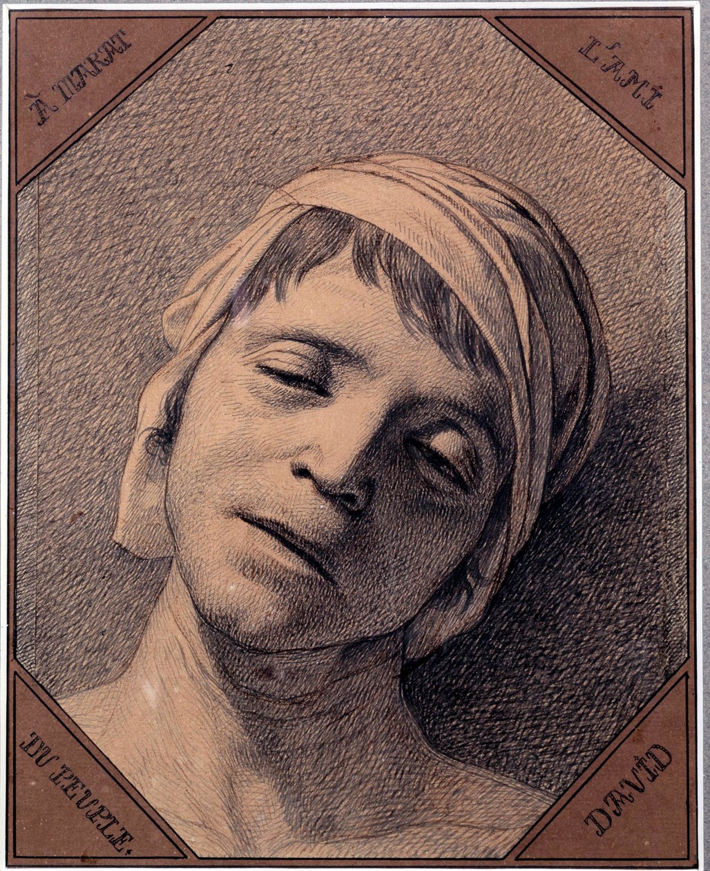 Studie efter naturen av chefen för Jean Paul Marat (1763-1793) mördad den 13/07/1793 Teckning av Jacques Louis David (1748-1825). Dim 0,27 x 0,21 m Versailles slottsmuseum av Jacques Louis David