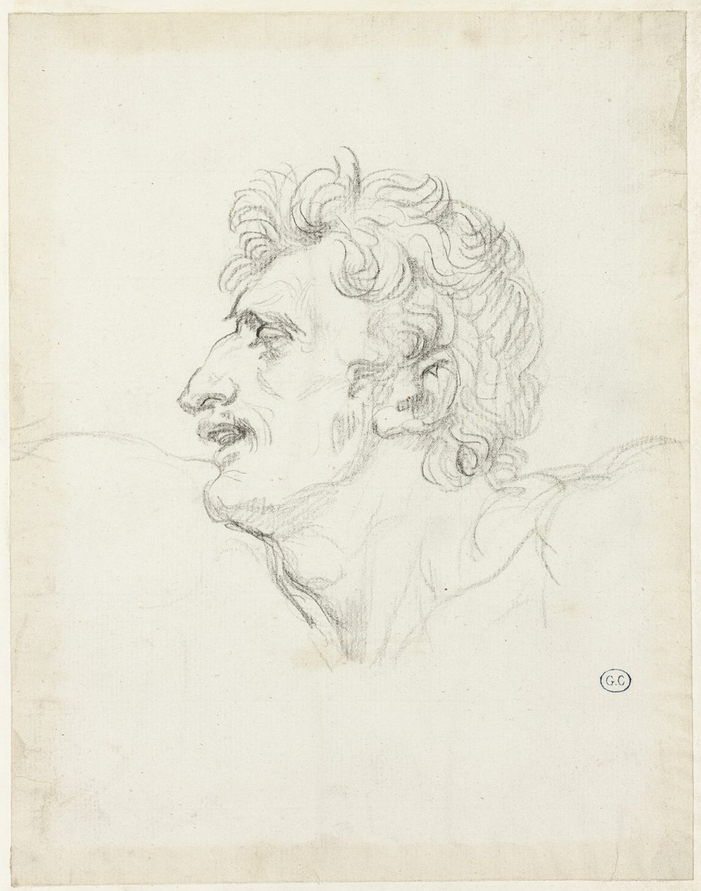 Chef för en man, vänster profil av Jacques Louis David