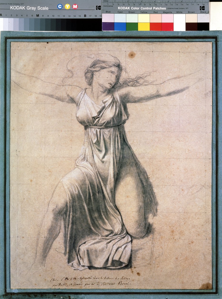 Hersilia (Hersilie)"": representation av en av sabinerna som ingriper mellan Romulus och Tatius, sabinernas kung. Studie till målningen ""Les sabines"" Teckning av Jacques Louis David (1748-1825) 1795-1798 Moskva. Pushkin Museum of Fine Arts av Jacques Louis David