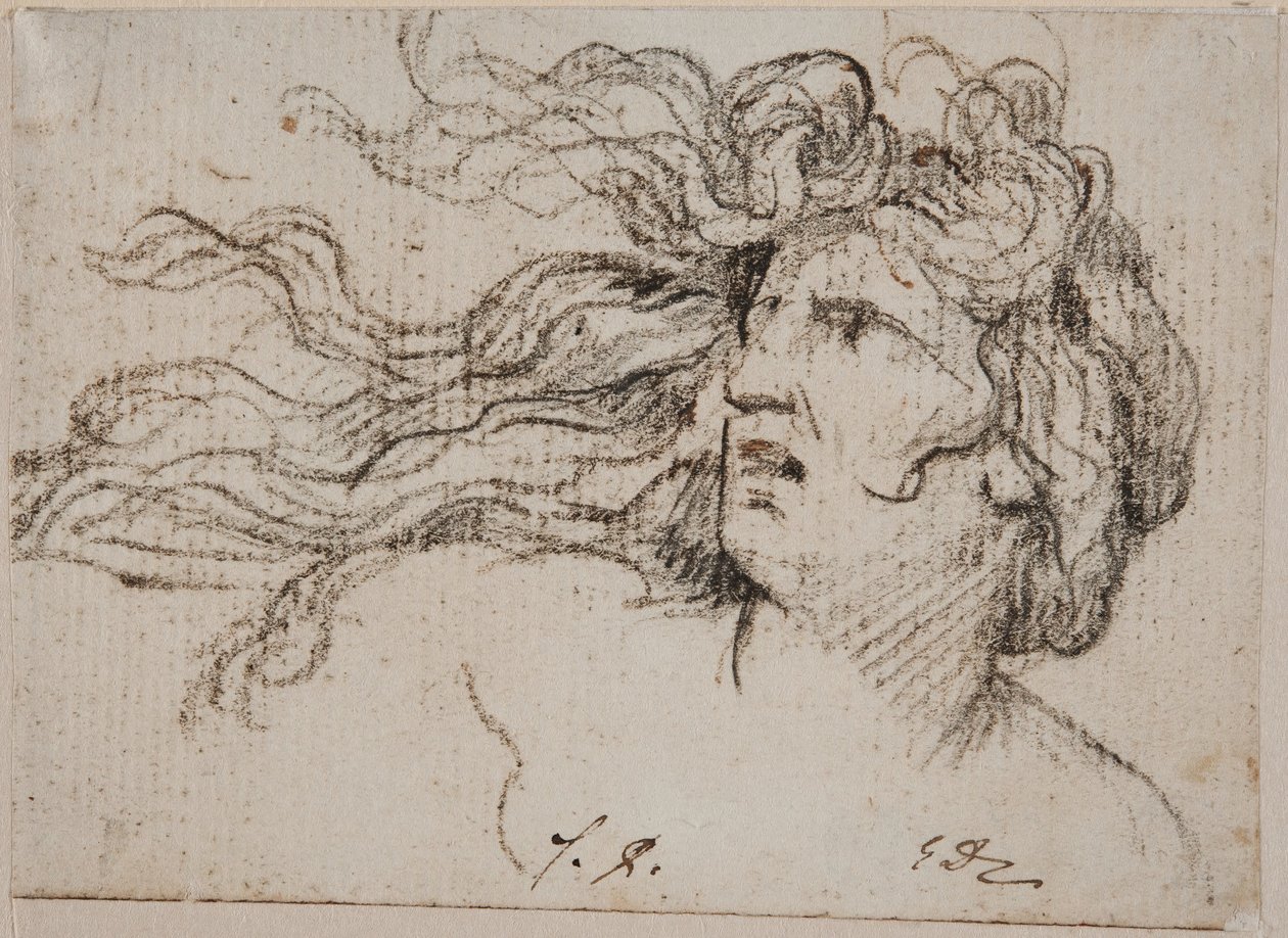 Kvinnohuvud med flygande hår av Jacques Louis David