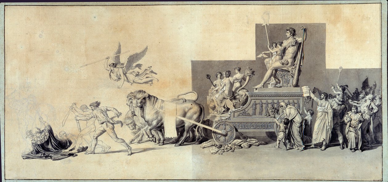 Le triumphe du peuple francais Ritning a la mine de lead av Jacques Louis David (1748-1825) 1793 Paris, Musee Carnavalet av Jacques Louis David