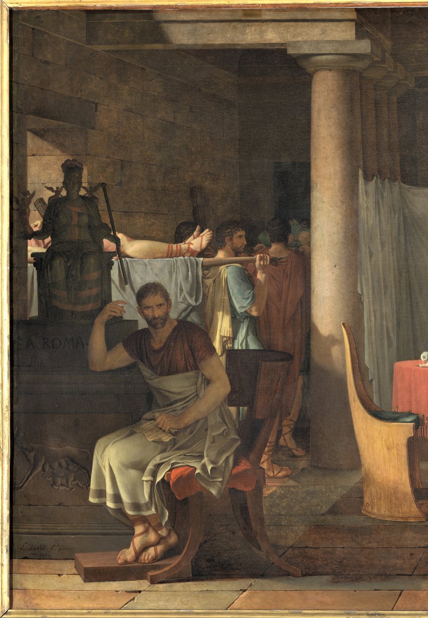 Liktorer som bär till Brutus sina söners kroppar, 1789 av Jacques Louis David