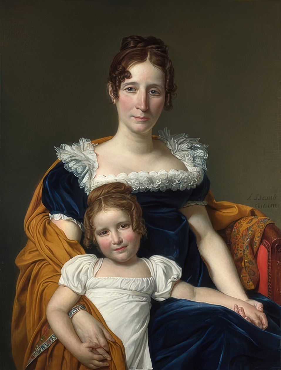 Porträtt av grevinnan Vilain XIII med sin dotter. 1816 av Jacques Louis David