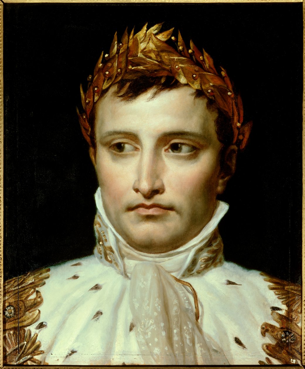 Porträtt av kejsar Napoleon I (1769-1821) Målning av Jacques Louis David (1748-1825) 1800-talets Paris, Thiers Foundation - Porträtt av kejsaren Napoleon I Bonaparte (1769-1821) - Målning av Jacques Louis David (17258)- , olja på duk av Jacques Louis David