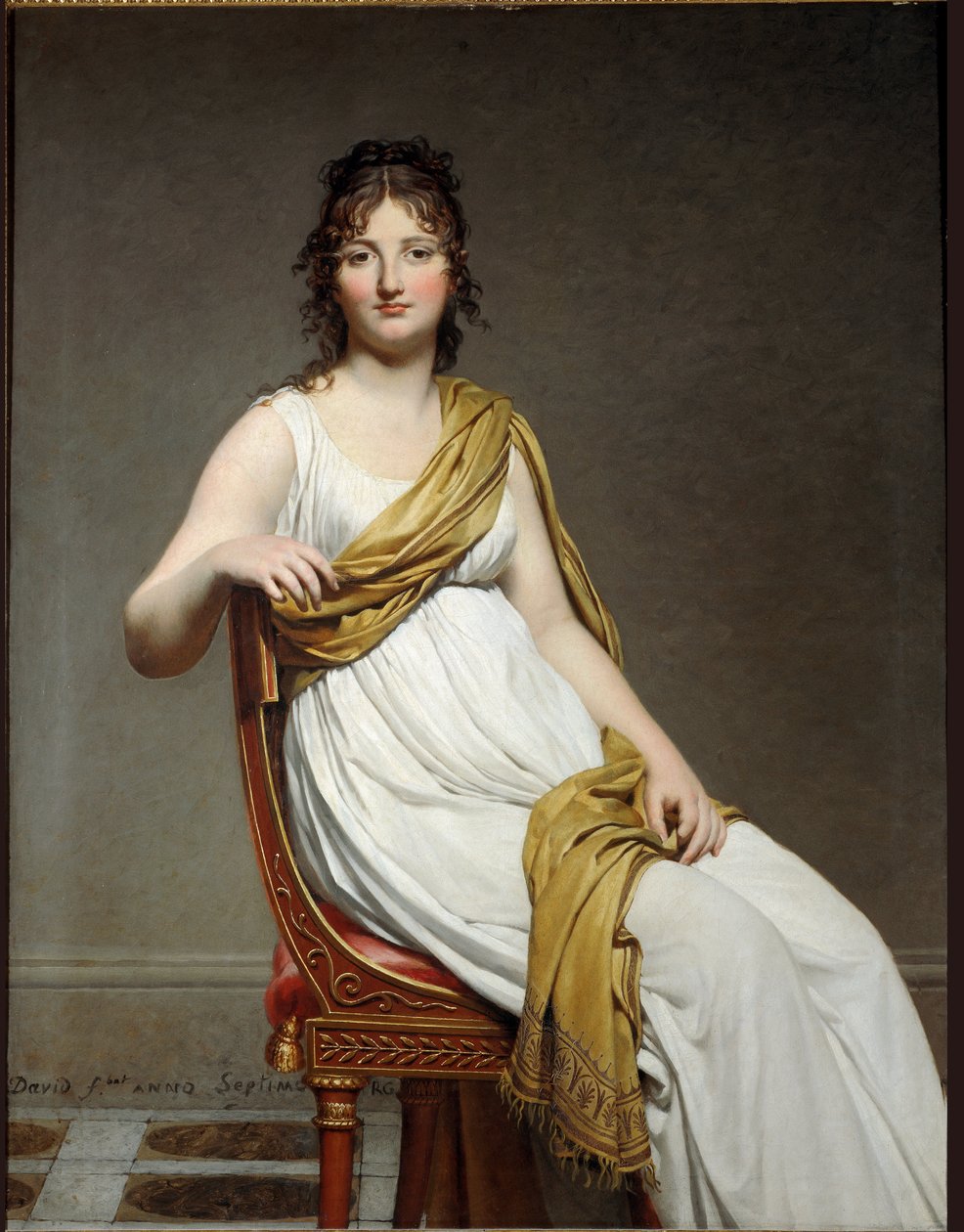 Porträtt av Madame Raymond de Verninac - olja på duk av Jacques Louis David