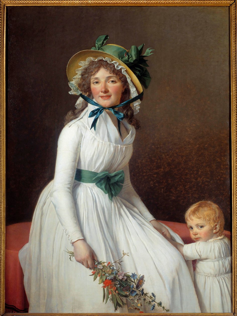 Porträtt av Madame Seriziat, syster till konstnärens hustru med sin son Emile Målning av Jacques Louis David (1748-1825) 1793 Sön. 1,31x0,96 m Paris musee du Louvre - Porträtt av Madame Seriziat, frus syster till konstnären med sin son Emile. Målning av Jacques Louis David