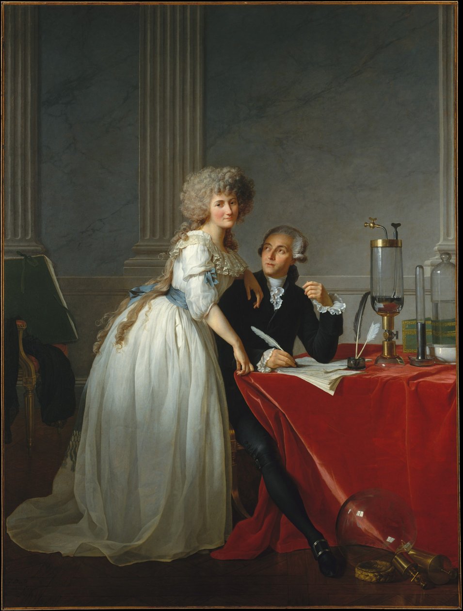 Porträtt av Monsieur de Lavoisier och hans fru, kemisten Marie-Anne Pierrette Paulze av Jacques Louis David