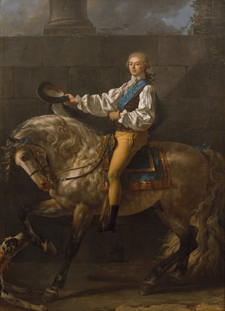Porträtt på hästryggen av Stanisław Kostka Potocki av Jacques Louis David
