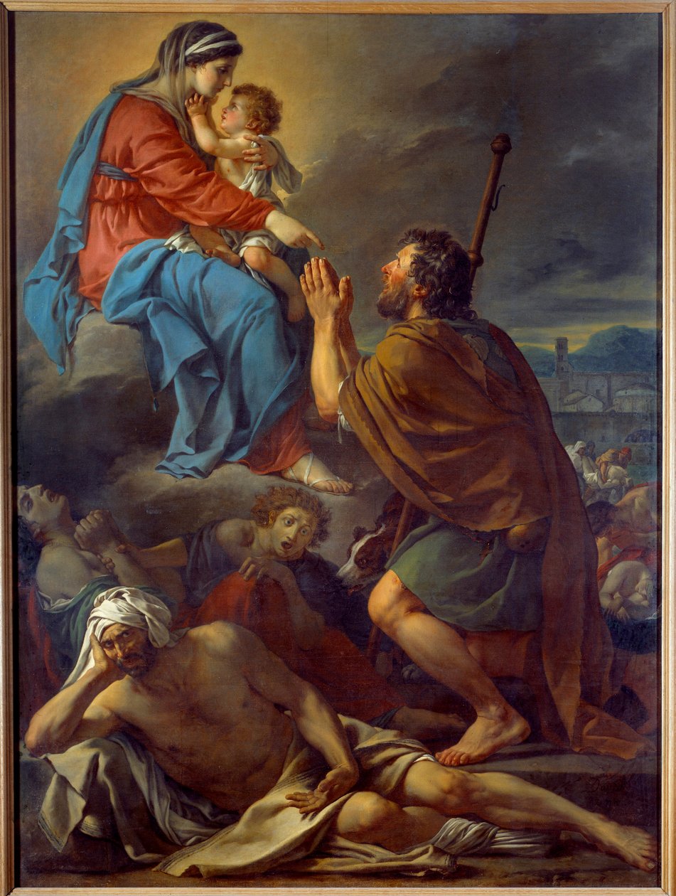 Saint Roch ber till Jungfrun för att pesten ska upphöra. Målning av Jacques Louis David (1748-1825) av Jacques Louis David