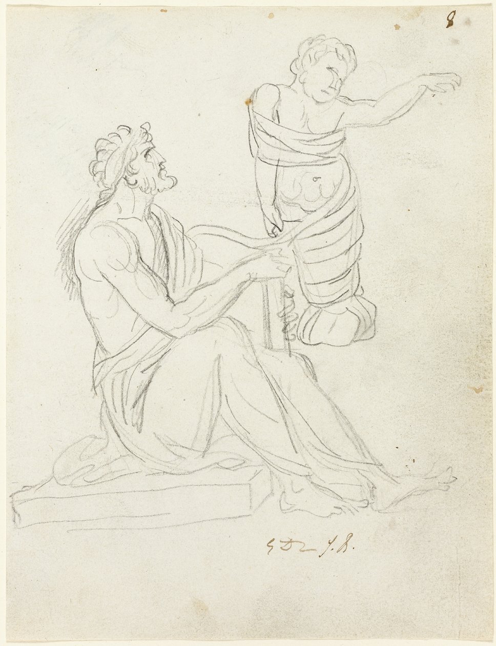 Sittande man och swaddled baby av Jacques Louis David