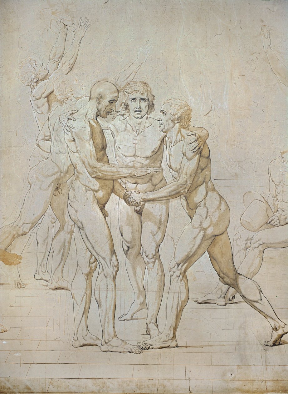 Skiss för eden i Jeu de Paume ... av Jacques Louis David