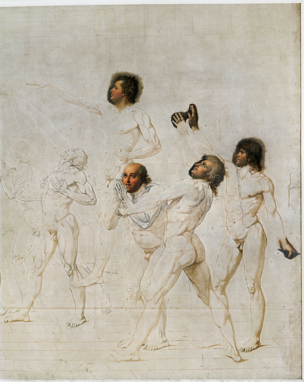 Skiss för eden i Jeu de Paume ... av Jacques Louis David