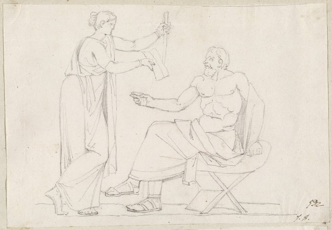Sokrates och Diotime av Jacques Louis David
