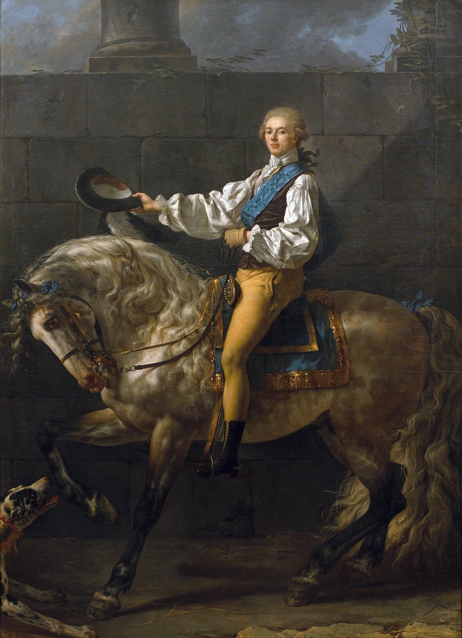 Stanislaw Kostka Potocki (adelsman, politiker, författare, publicist, samlare och polsk beskyddare) - Ridsporträtt av Stanislaw Kostka Potocki (1755-1821) - Målning av Jacques Louis David (1748-1825) - 1781 - Olja på duk2 - 13 cm -x4 Willano av Jacques Louis David