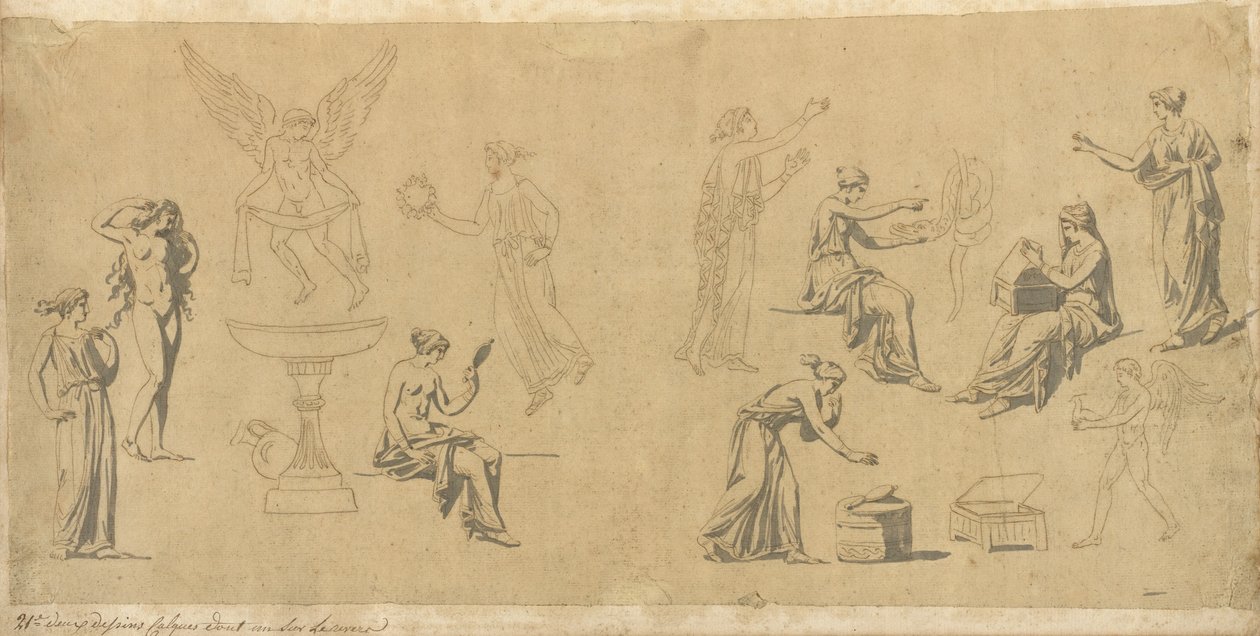 Studier av klassiska kvinnor, med Eros av Jacques Louis David