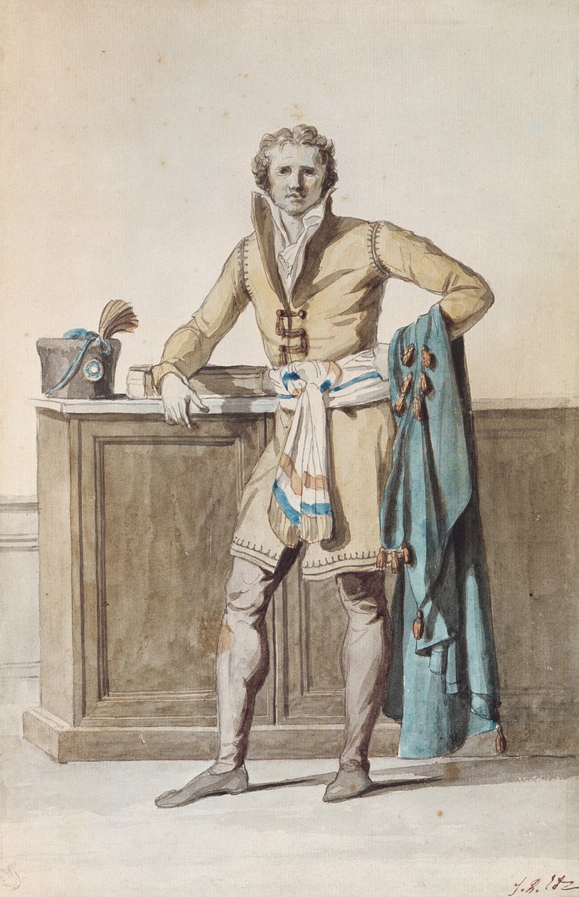 Den franska medborgaren (penna & bläck och akvarell på papper) av Jacques Louis David