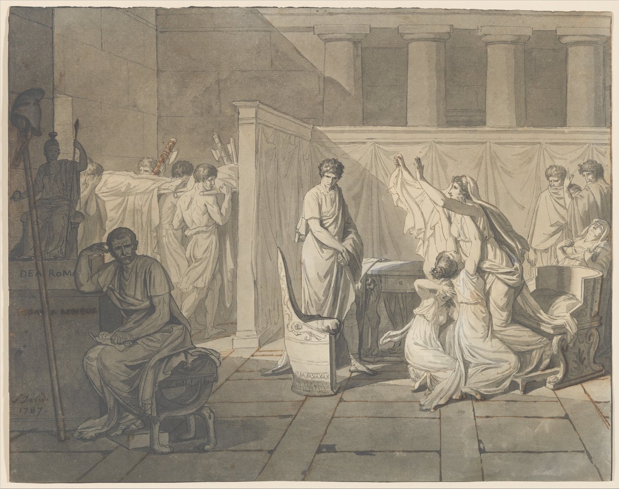Liktorerna för Brutus sina söners kroppar av Jacques Louis David