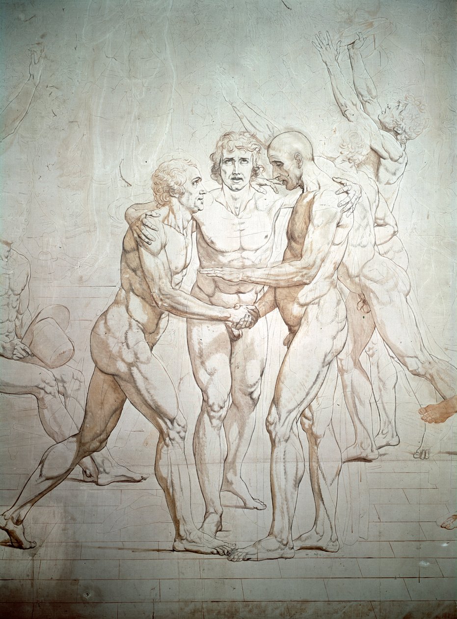 Tennisbanans ed oavslutad, detalj, 1791-1792 av Jacques Louis David