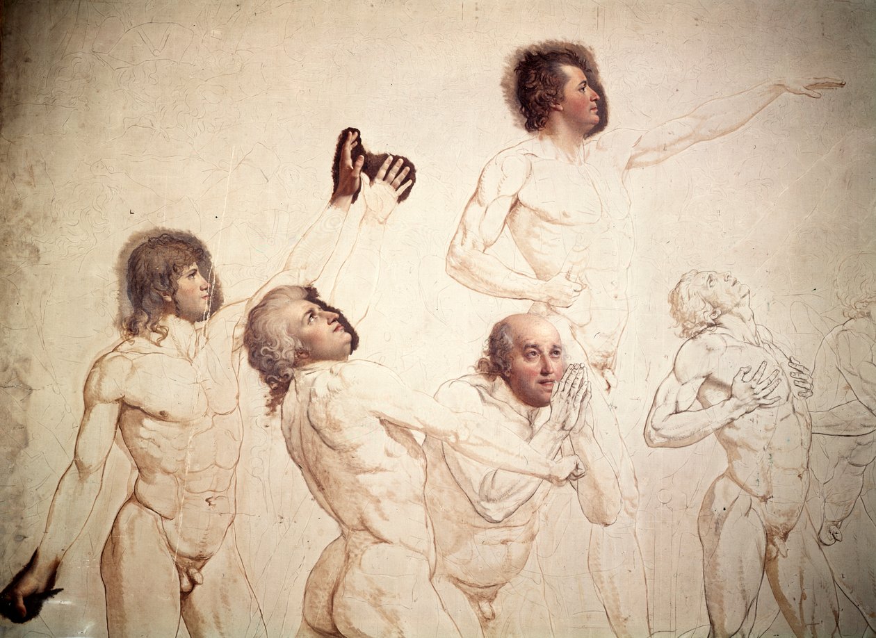 Tennisbanans ed oavslutad, detalj, 1791-1792 av Jacques Louis David