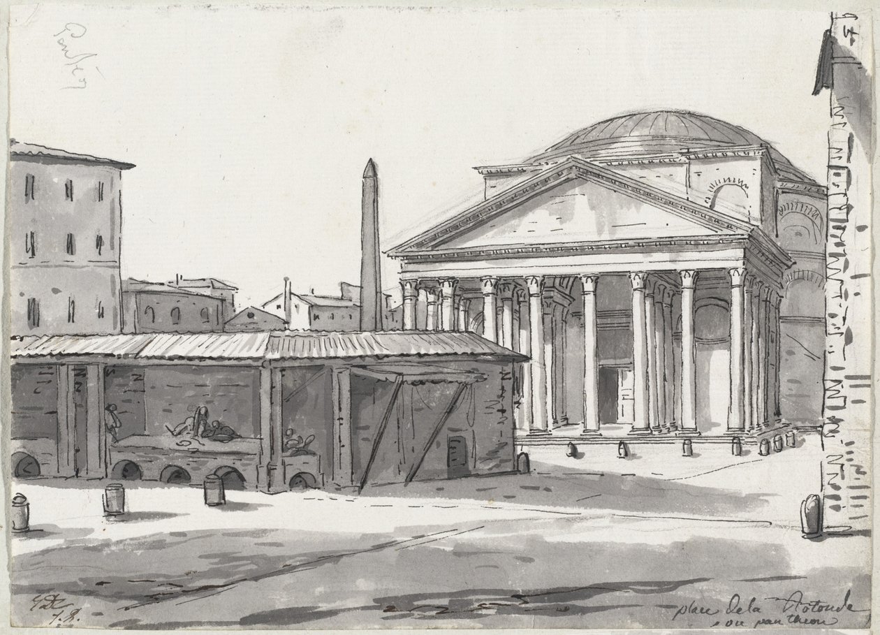 Pantheon sett från Piazzan av Jacques Louis David