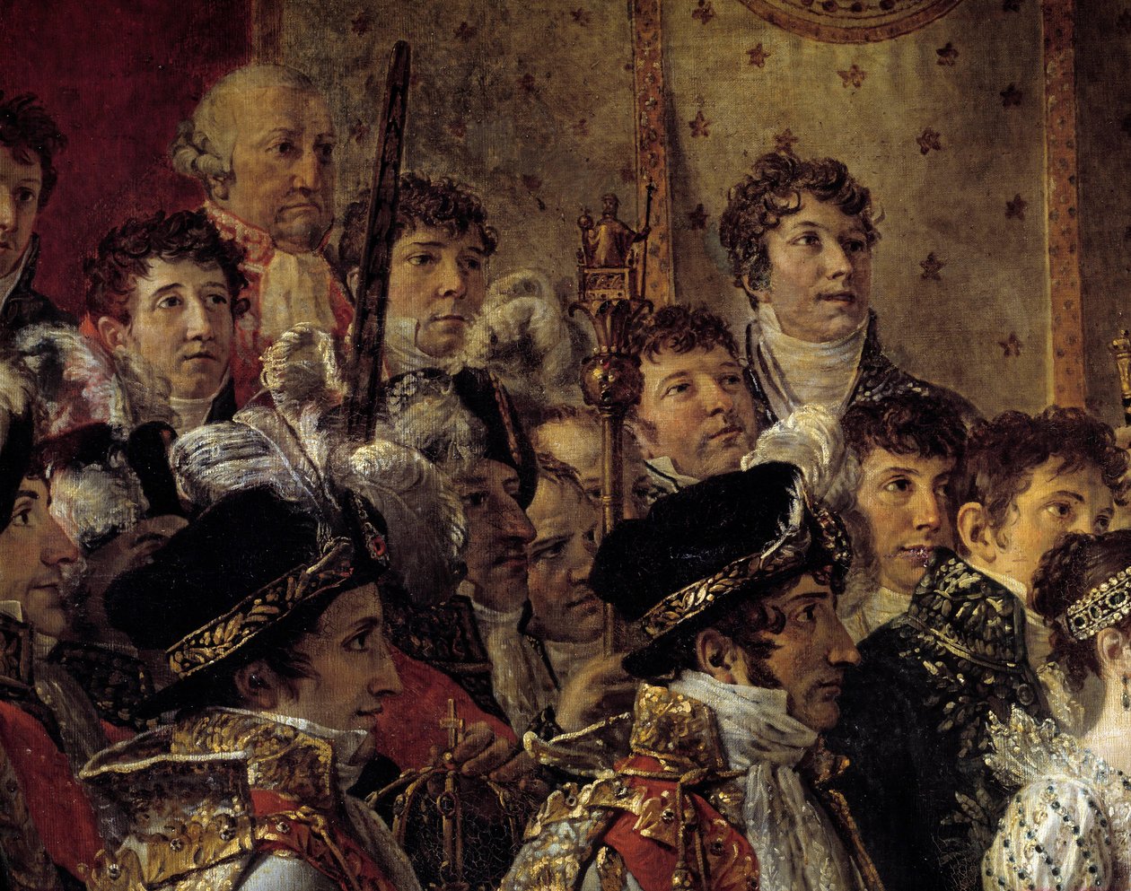 Napoleons rite. Detalj som visar Napoleons bröder (Joseph Bonaparte av Jacques Louis David