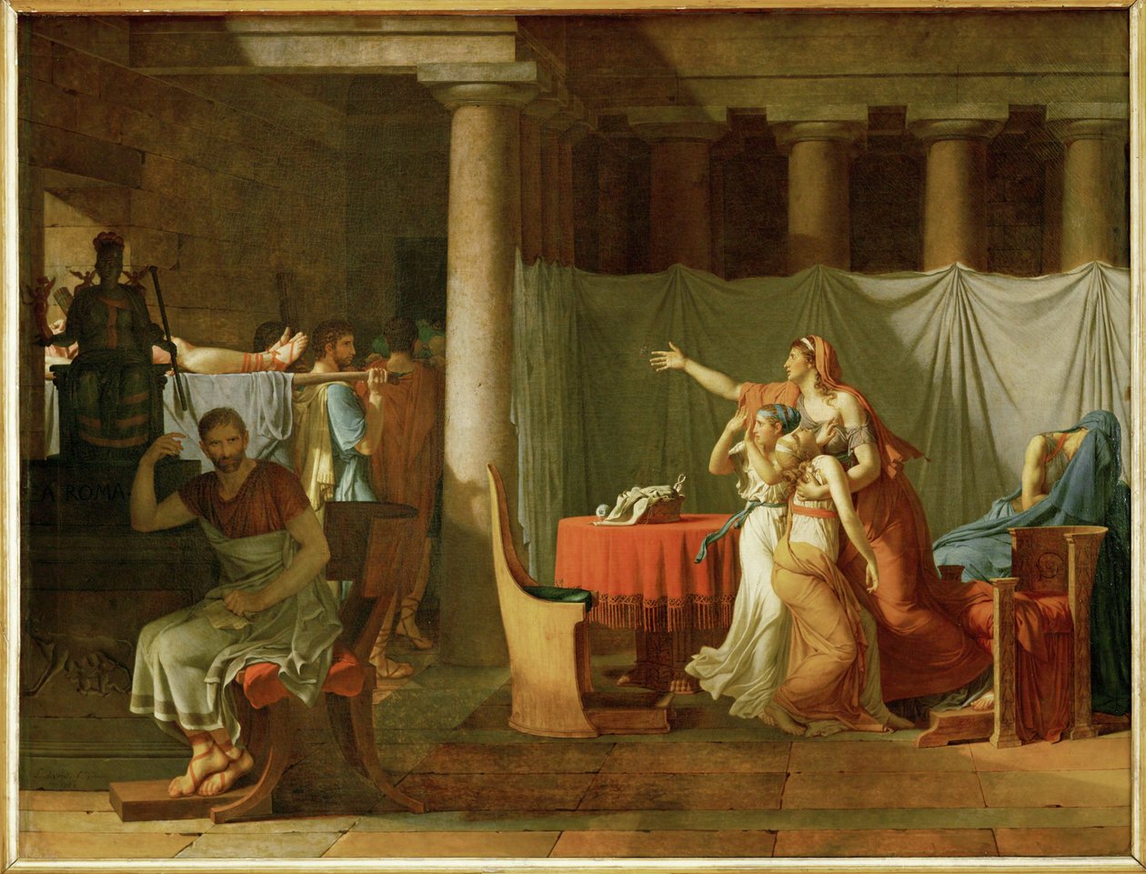 Liktorerna ger Brutus kropparna av hans döda söner ... av Jacques Louis David
