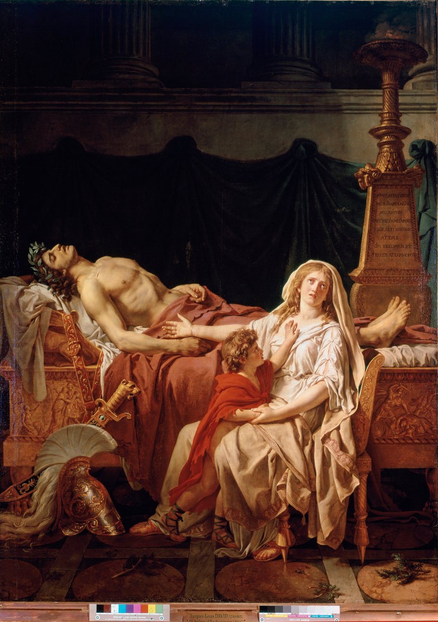 Smärtan av Andromaque Hectors änka, dödad av Achilles, representerad av hennes mans kropp. Målning av Jacques Louis David (1748-1825) Paris, Louvren av Jacques Louis David