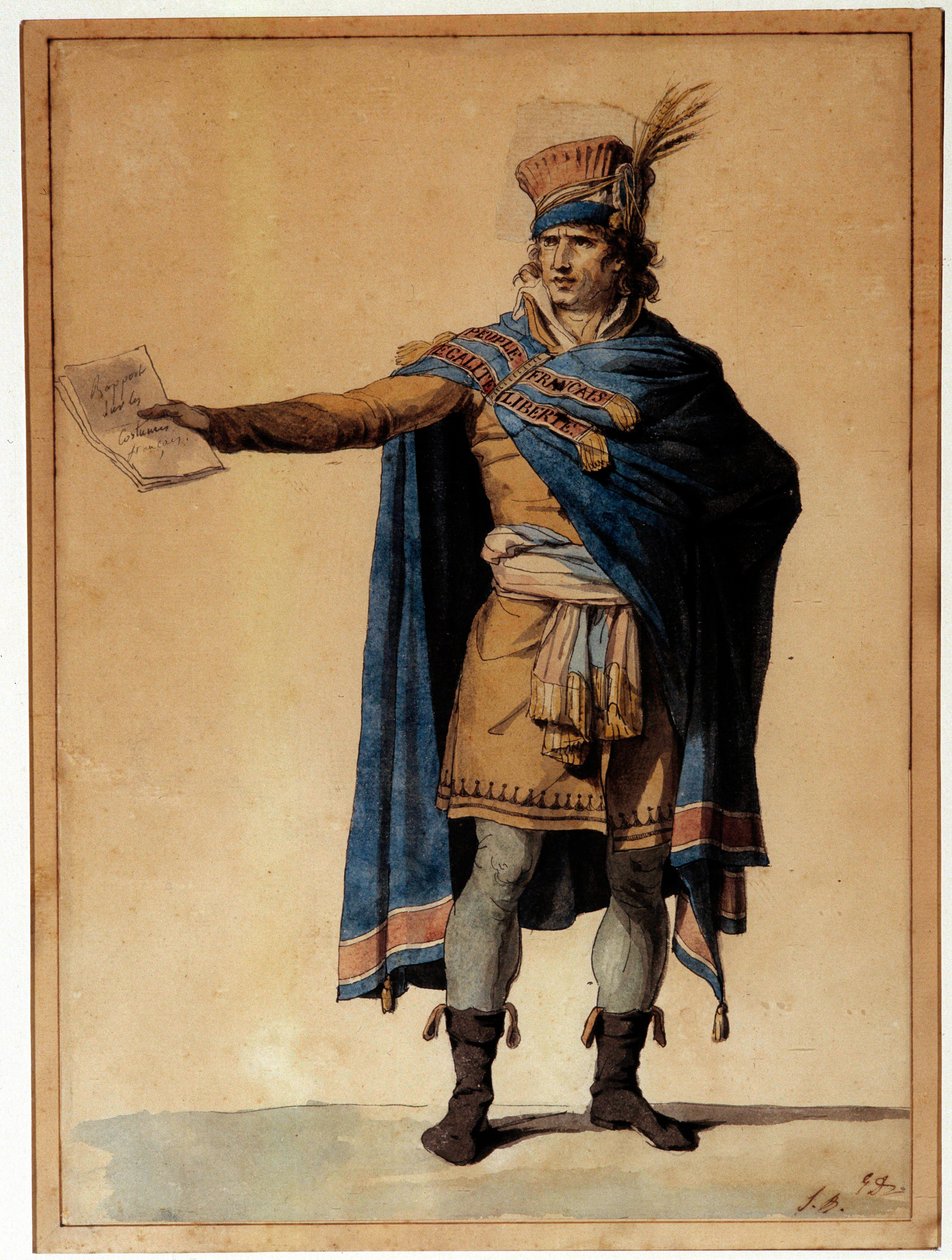 Representanten för folket i tjänst Karaktären förkroppsligar mannen av rättvisa och allmän ordning under den franska revolutionen. Akvarell av Jacques Louis David (1748-1825) 1789 Paris, Musee Carnavalet av Jacques Louis David