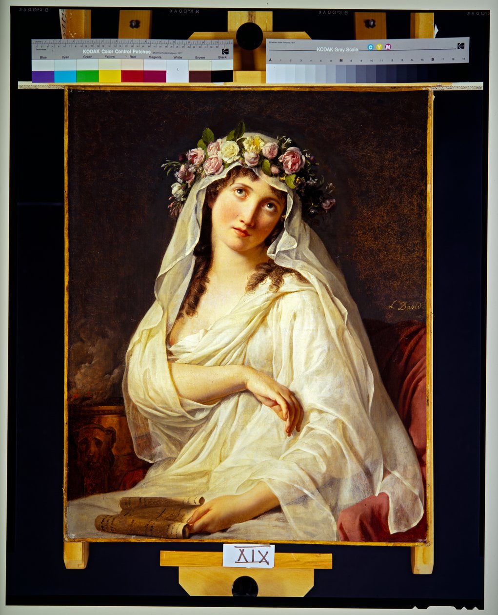 Vestal krönt med blommor (duk) av Jacques Louis David