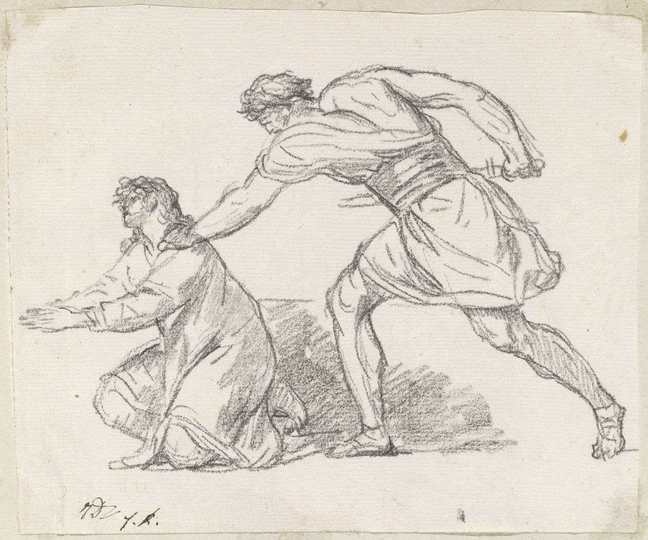 Krigare som griper en knästående figur av Jacques Louis David