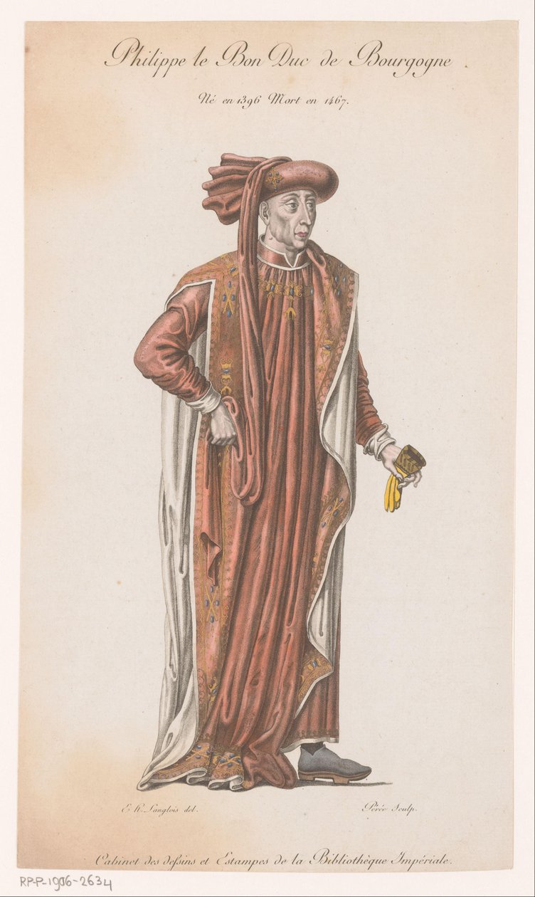 Porträtt av Filip den gode Philippe le Bon Duc de Bourgogne (titel på objekt) av Jacques Louis Perée