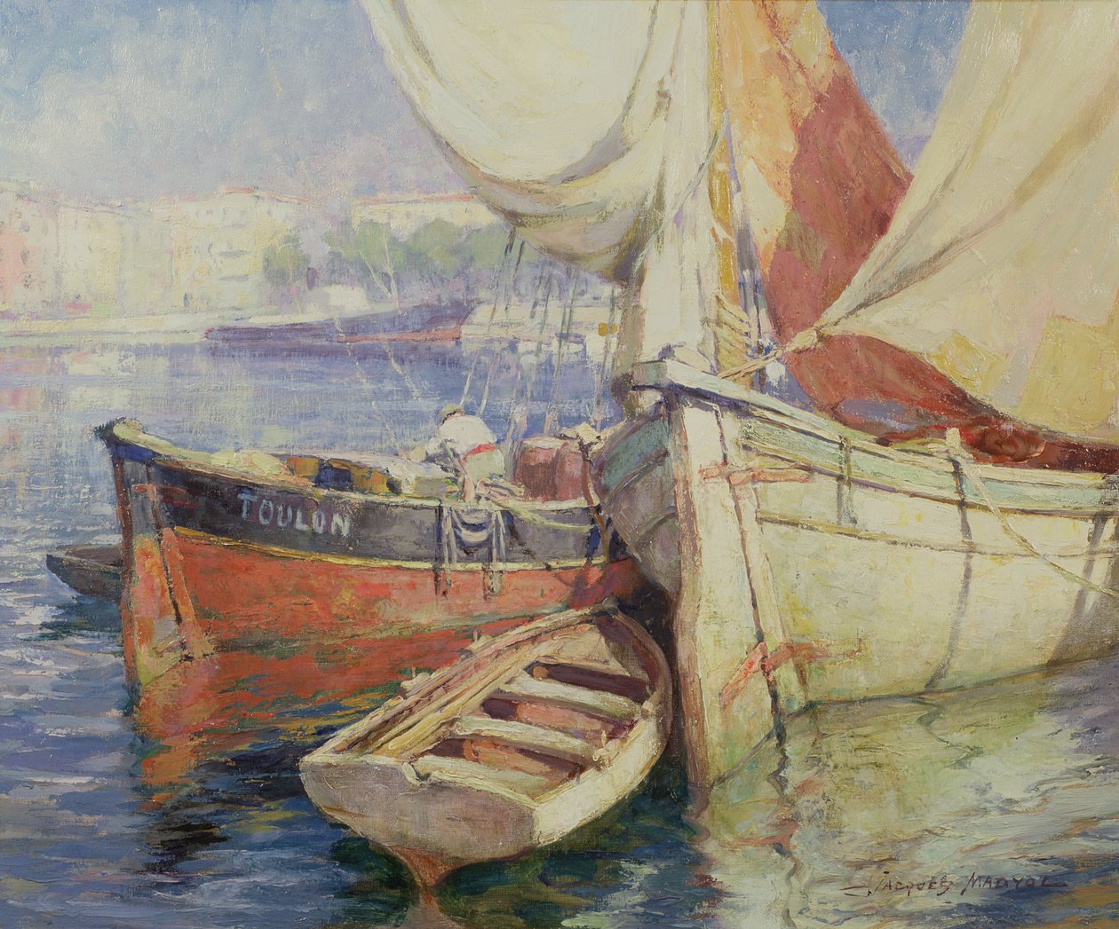 Tartane vid kajen, hamnen i Nice av Jacques Madyol