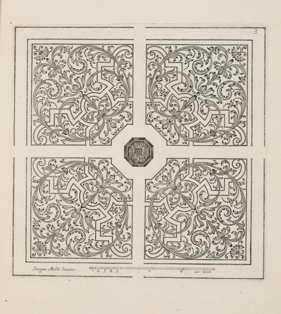 Design för Parterre, från Theatre des Plans et Jardinages, pub.1652 (gravyr) av Jacques Mollet