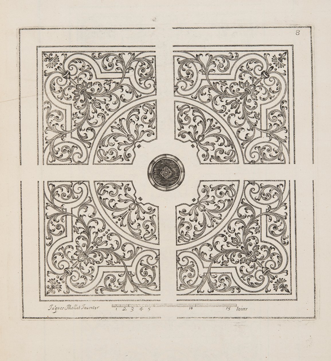 Design för Parterre, från Theatre des Plans et Jardinages, pub.1652 (gravyr) av Jacques Mollet