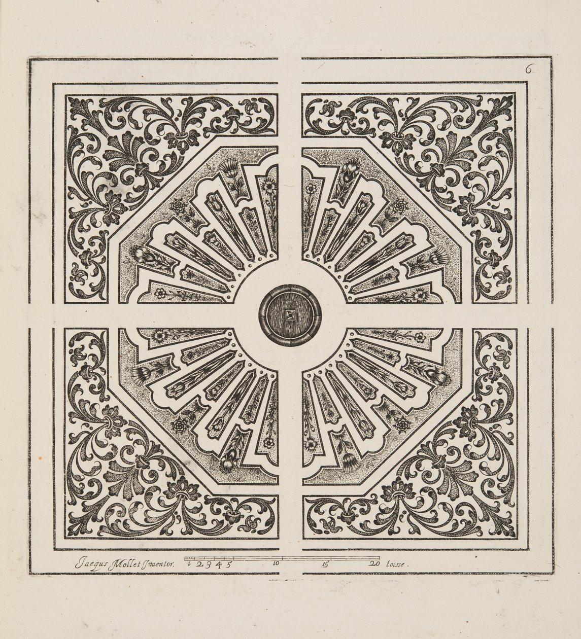 Design för Parterre, från Theatre des Plans et Jardinages, pub.1652 (gravyr) av Jacques Mollet