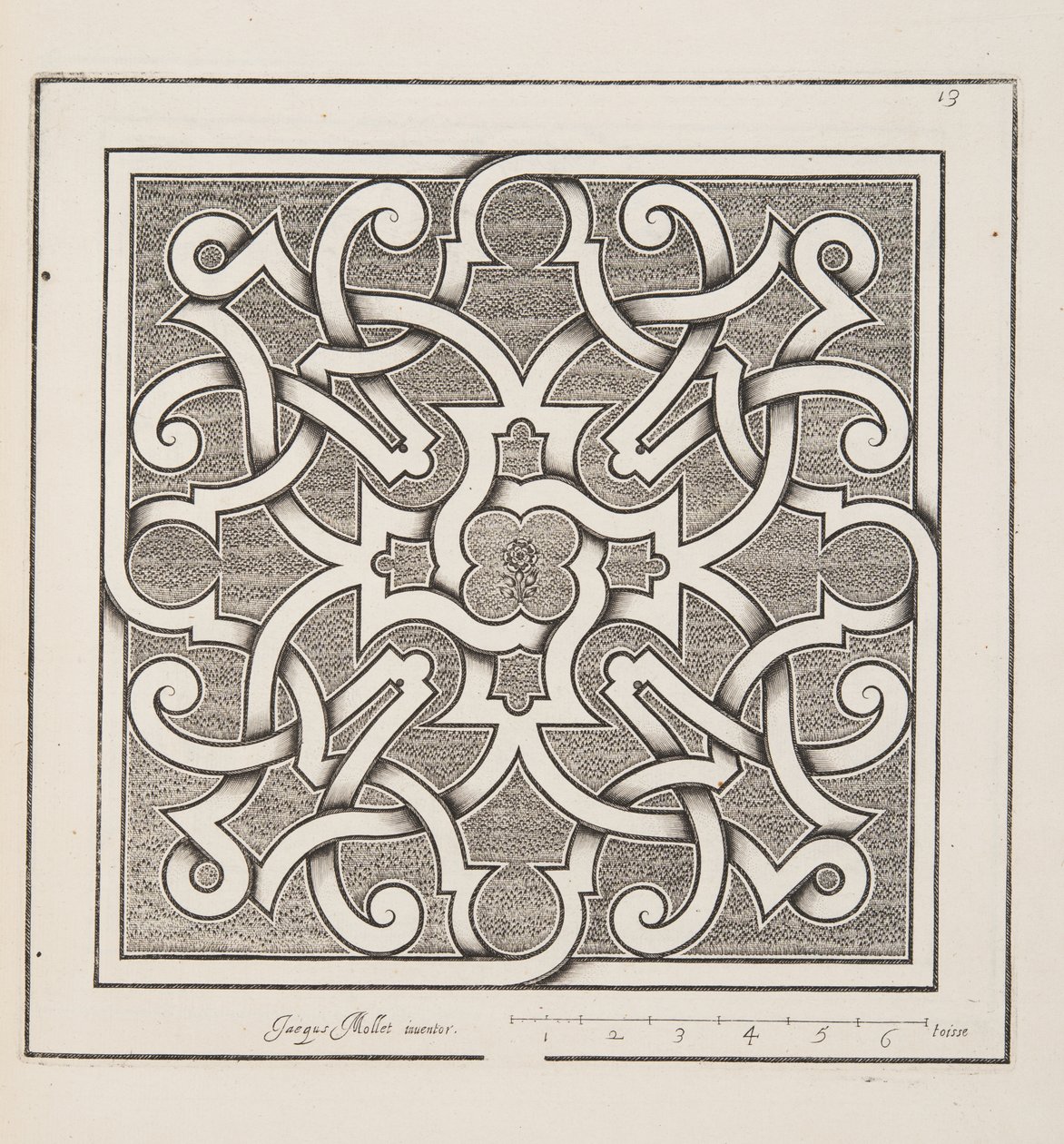 Design för Parterre, från Theatre des Plans et Jardinages, pub.1652 av Jacques Mollet