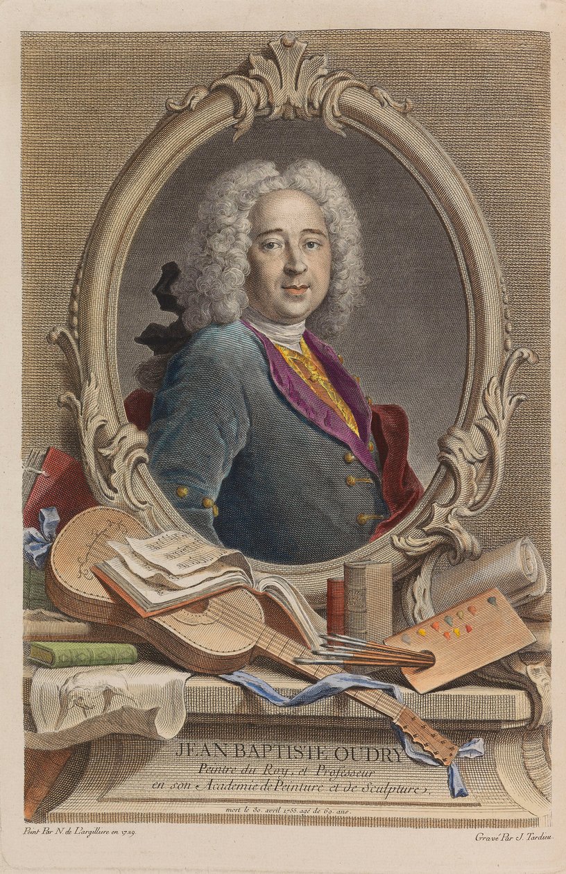 Porträtt av Jean-Baptiste Oudry 1686-1755, 1755. av Jacques Nicolas Tardieu