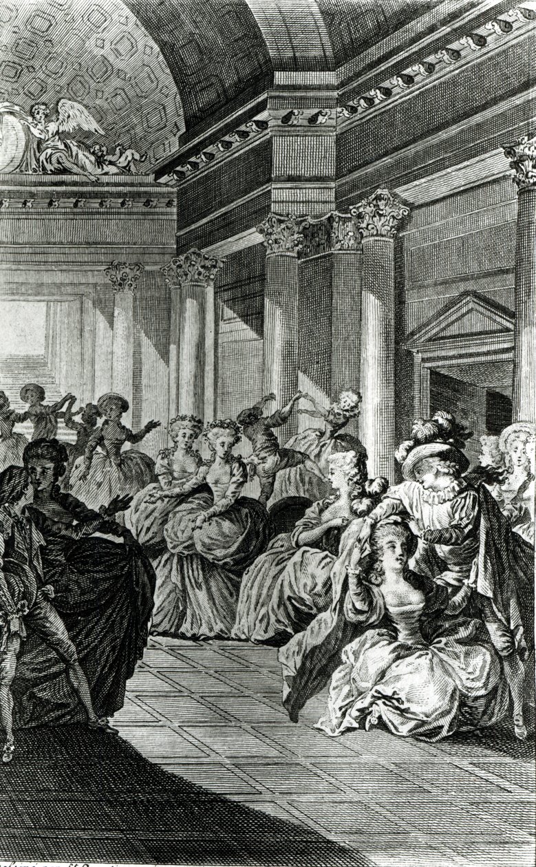 "Han kommer att återföra dig ren och kysk till din make", scen från fjärde akten i "Figaros bröllop" av Pierre-Augustin Caron de Beaumarchais (1732-99), graverad av Claude Nicolas Malapeau (1755-1803) 1 av Jacques Philippe Joseph de Saint Quentin