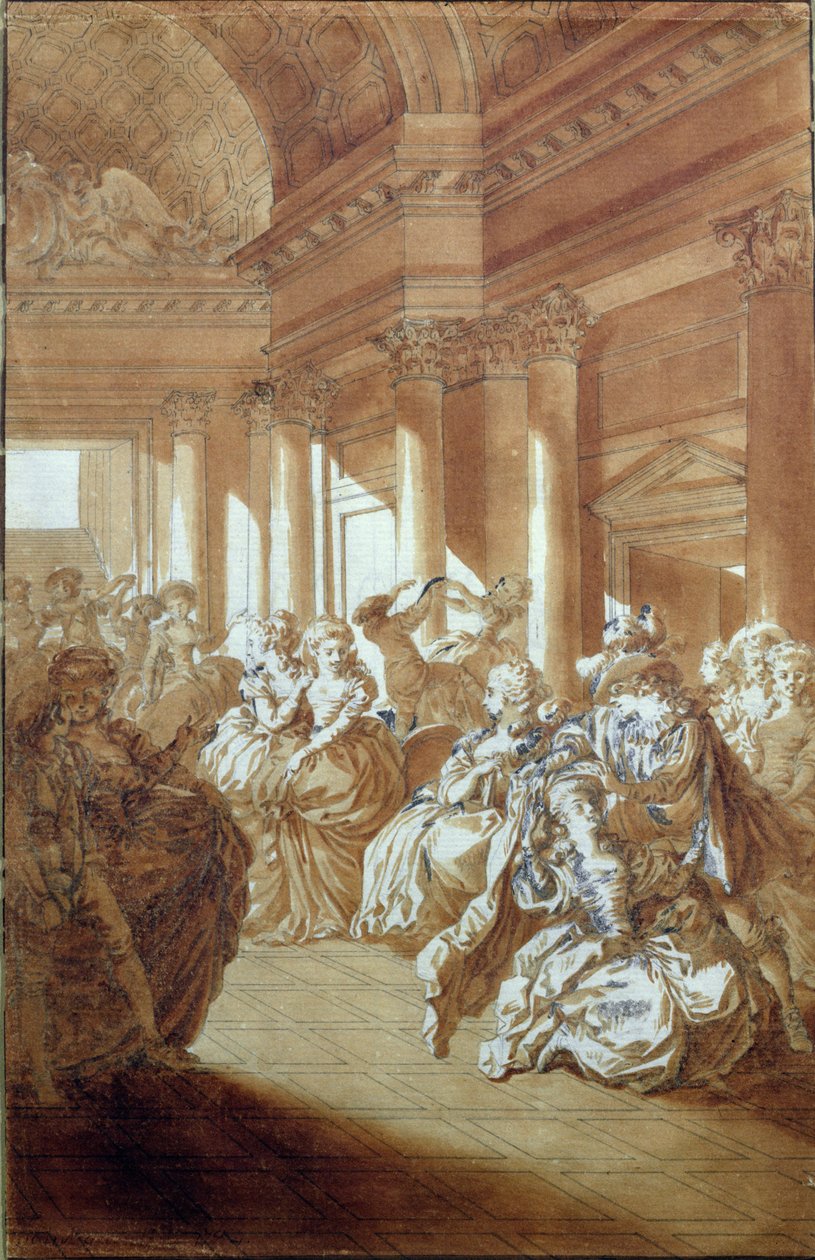 "Han kommer att återlämna dig ren och kysk till din man", scen från akt IV av "Figaros bröllop" av Pierre-Augustin Caron de Beaumarchais (1732-99) 1785 av Jacques Philippe Joseph de Saint Quentin