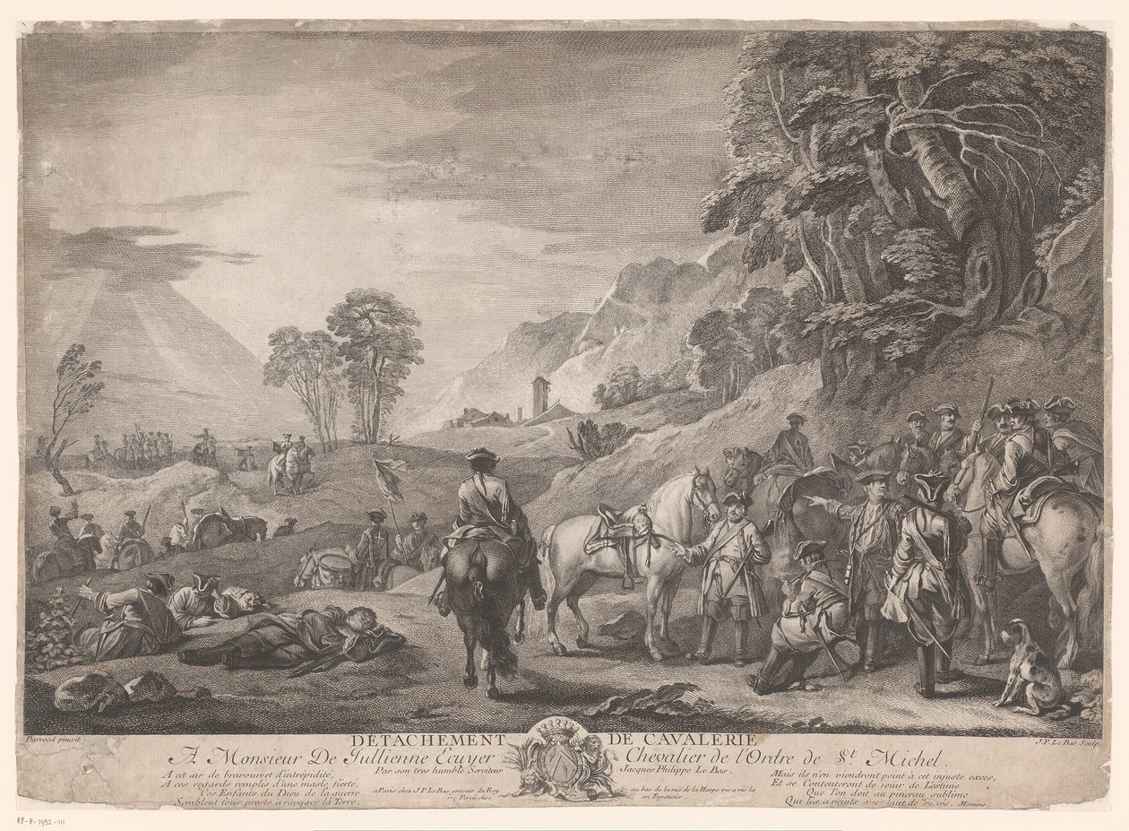 kavalleri i rost Kavalleriavdelning (titel på objekt) av Jacques Philippe Le Bas