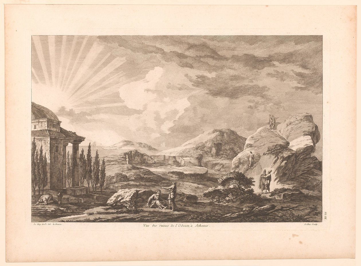 Utsikt över en ruin i Aten, möjligen Dionysos-teatern Vue des ruines de l