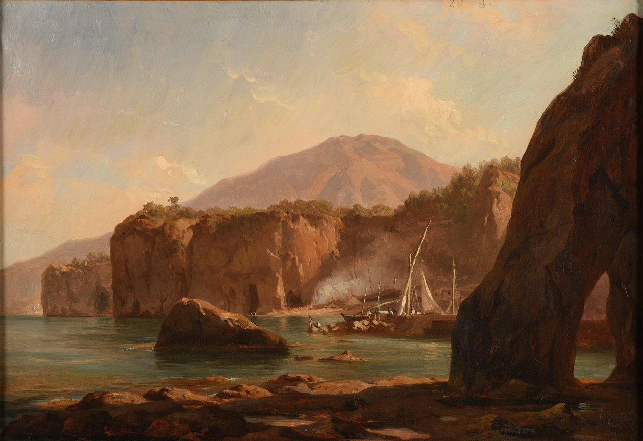 Grottor och klippor vid havet av Jacques Raymond Brascassat