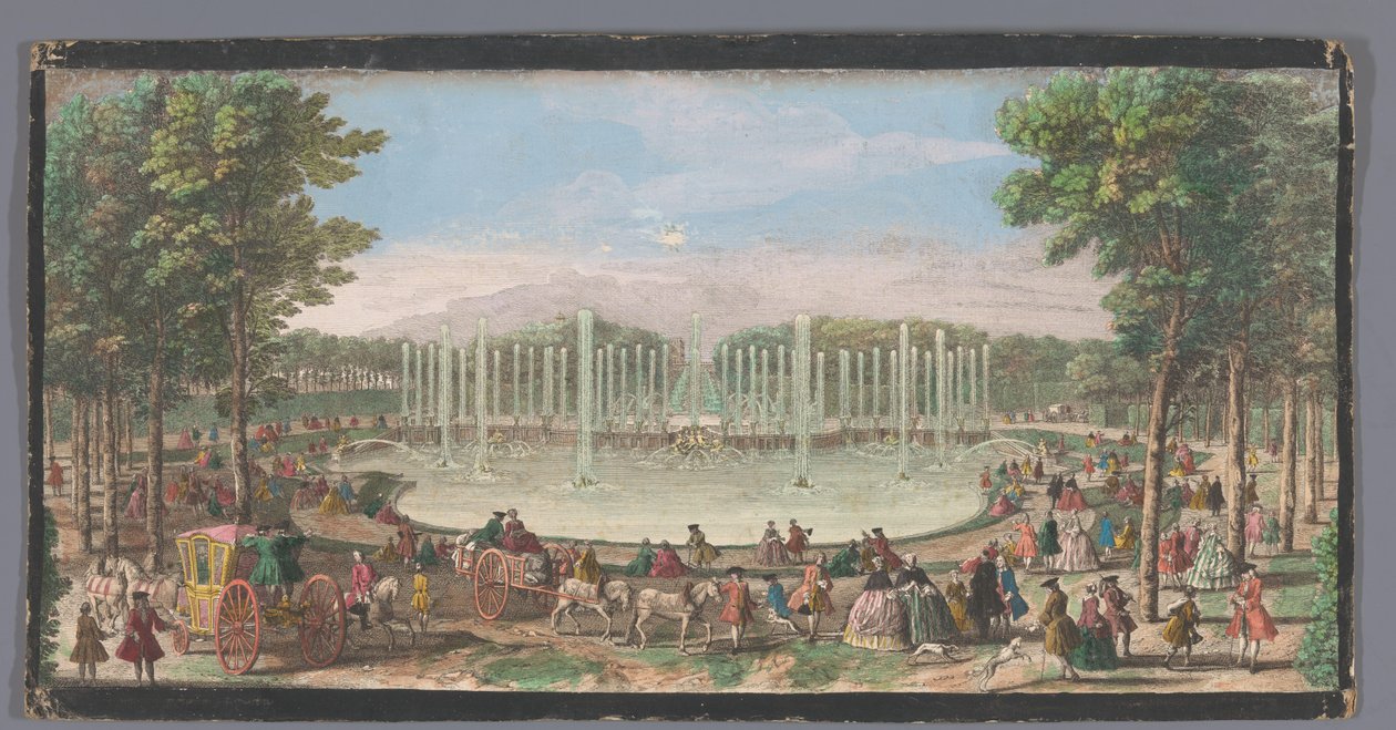 Utsikt över Bassin de Neptunus i trädgården i Versailles Vue du Bassin de Neptune dans le Jardin de Versailles (titel på objekt) av Jacques Rigaud (possibly)
