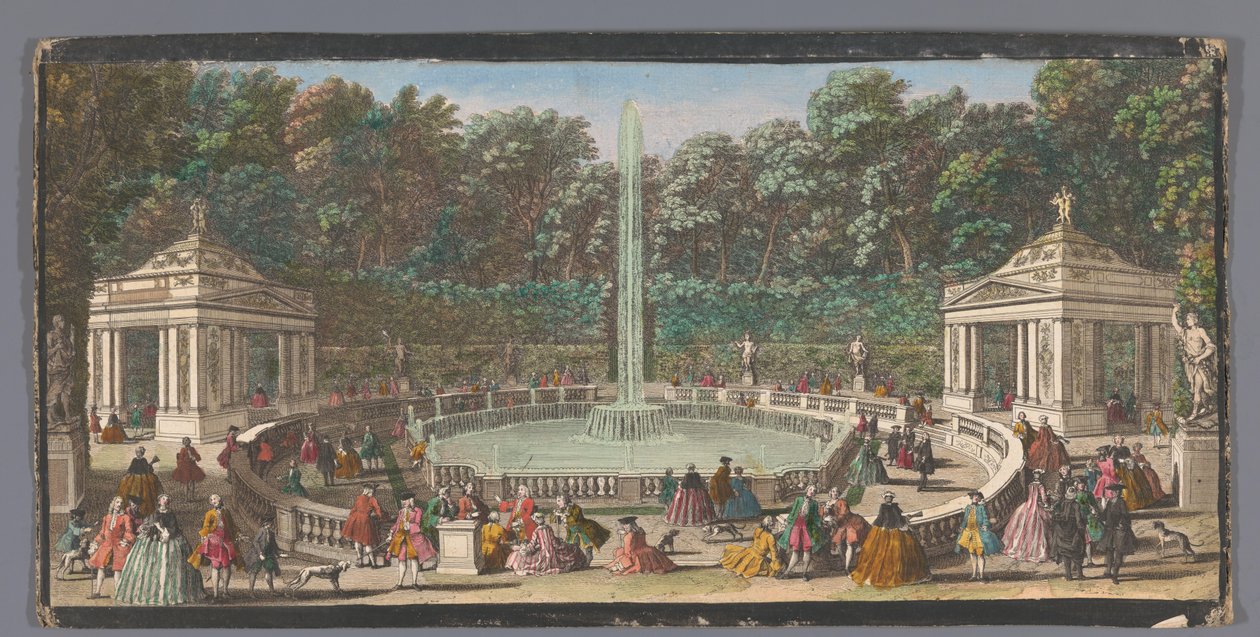 Utsikt över Bosquet des Dômes i Versailles trädgård Les Domes (titel på objekt) av Jacques Rigaud (possibly)