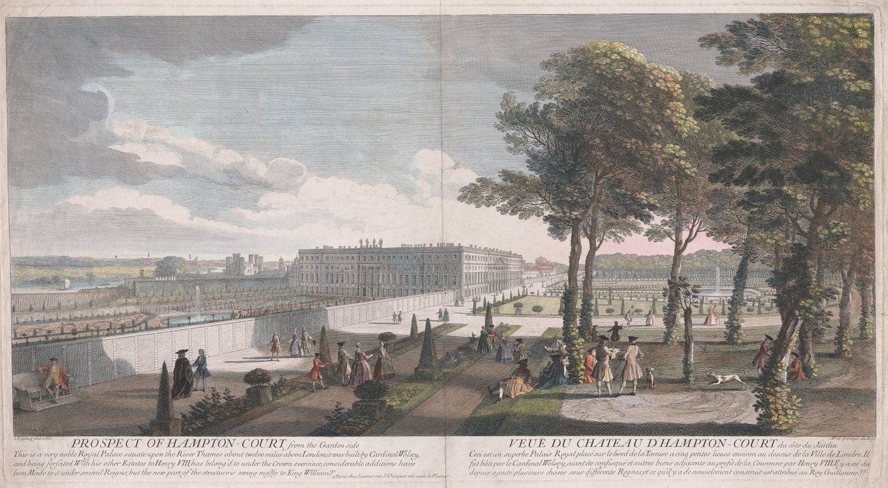Utsikt över Hampton Court från trädgårdssidan av Jacques Rigaud