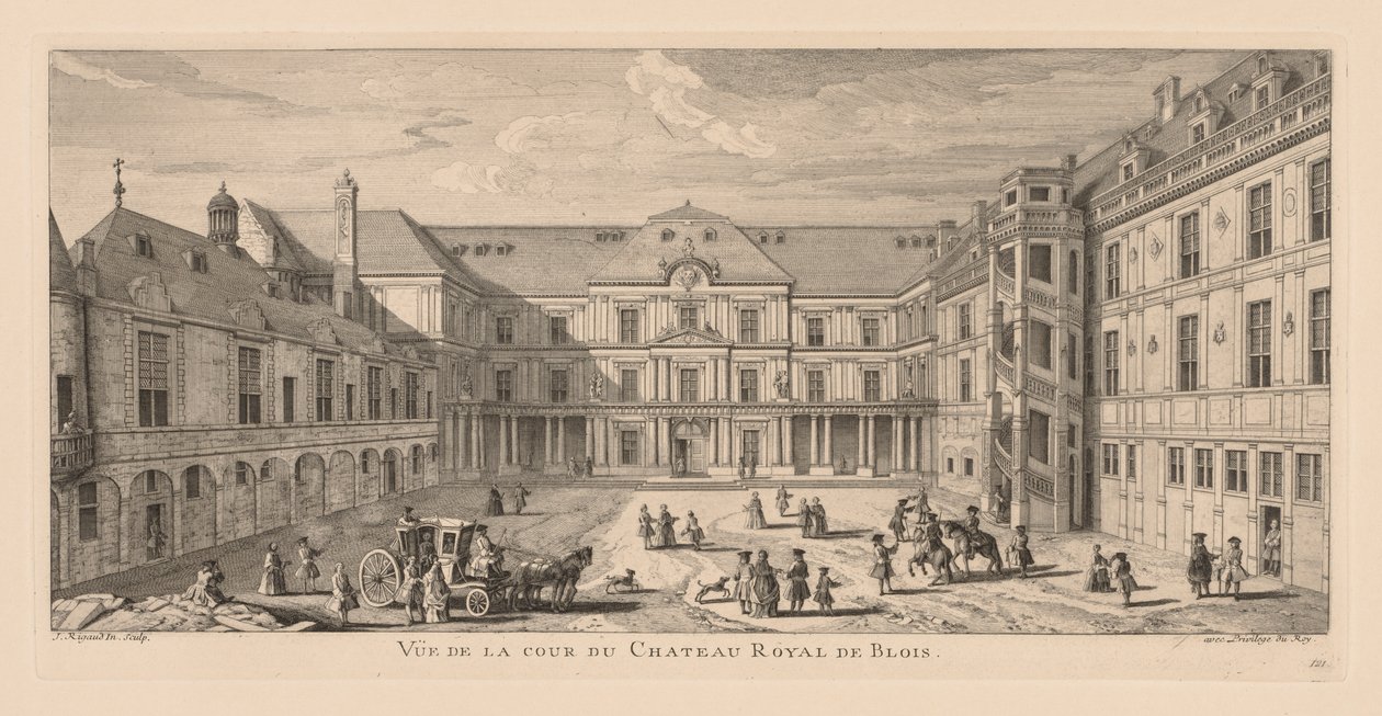 Utsikt över innergården till Château de Blois av Jacques Rigaud