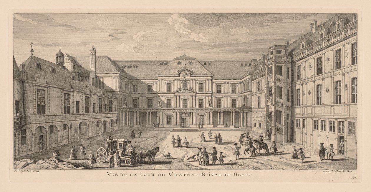 Utsikt över innergården till Château de Blois. av Jacques Rigaud