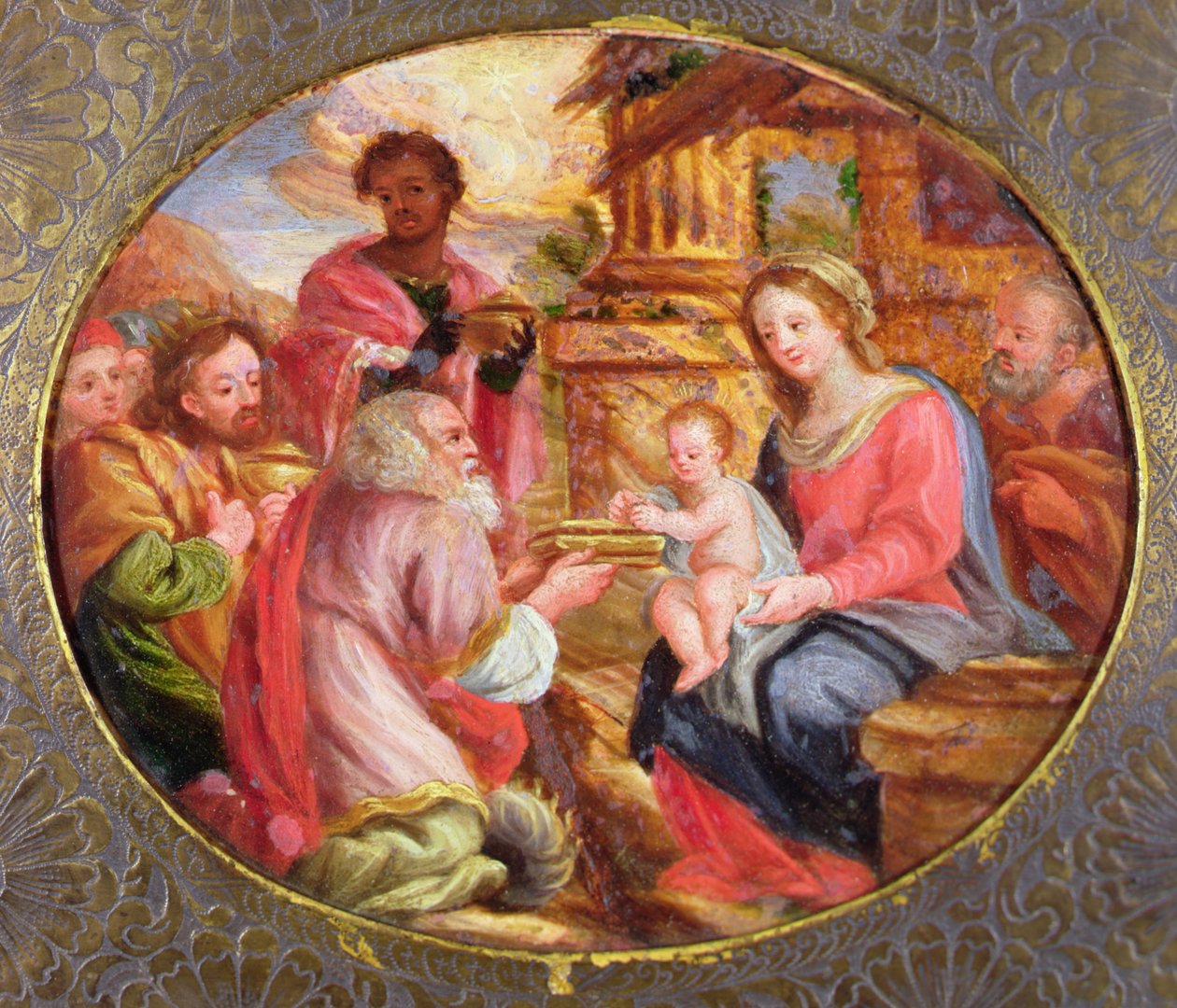 Adoration of the Magi (olja på duk) av Jacques Stella