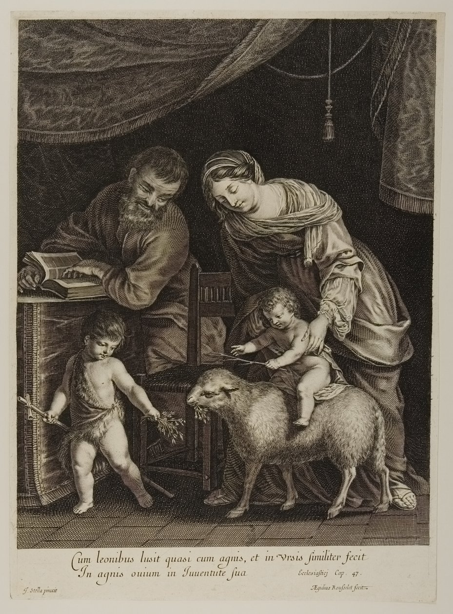 Helig familj med Johannes, graverad av Gilles Rousselet (gravyr) av Jacques Stella