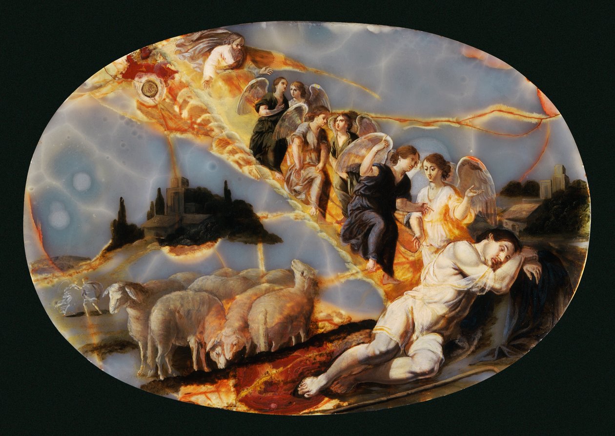 Jacobs stege, ca 1650 (olja på onyx) av Jacques Stella
